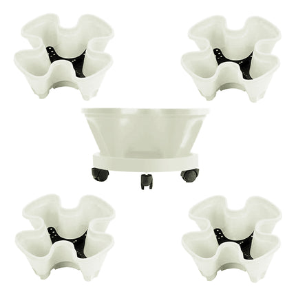 4-Petal 3D Plastic Flower Pot Planter Decorative for Indoor Outdoor Plants Use