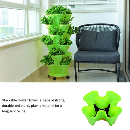 4-Petal 3D Plastic Flower Pot Planter Decorative for Indoor Outdoor Plants Use
