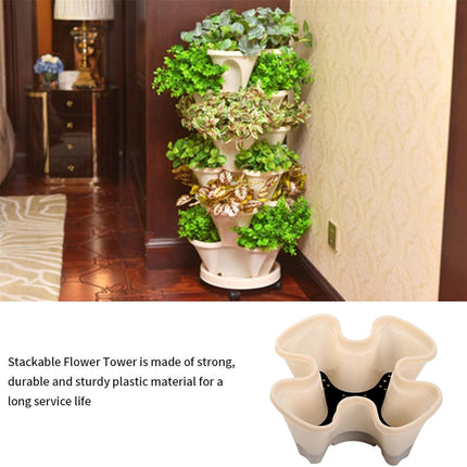 4-Petal 3D Plastic Flower Pot Planter Decorative for Indoor Outdoor Plants Use