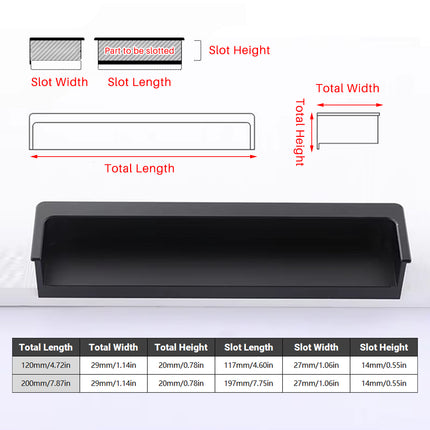 Hidden Recessed Cabinet Handle 120mm 200mm Slotted Drawer Door Pull Furniture