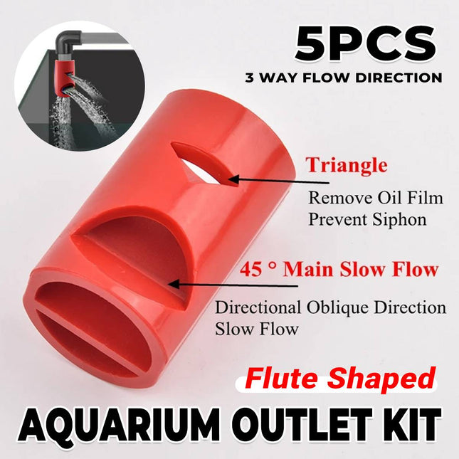 Flute Shape Aquarium Outlet Nozzles 5 Pack Red