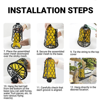 Reusable Outdoor Bell-Shaped Fruit Fly Trap Pest Control Tool Easy-Clean Use