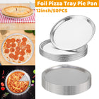 50pcs Aluminium Foil Pizza Tray Pie Pan Round Oven Catering BBQ Trays Large