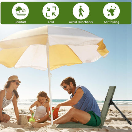 Outdoor Folding Beach Garden Lounge Chair Portable Lawn Chair with Floor Mat