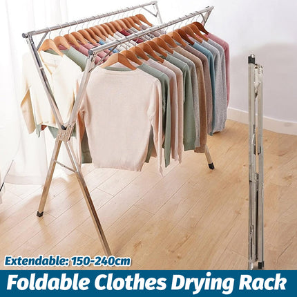 Floor Standing Folding Clothes Drying Rack for Home Use Extendable 150-240cm