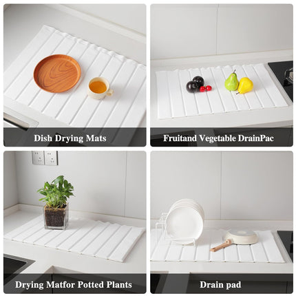 Foldable Dish Drying Mat Diatomite Kitchen Countertop Absorbent Pad 64×41cm