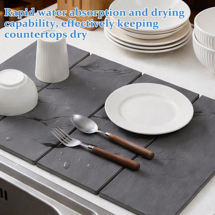 Diatomite Dish Drying Mat Foldable Kitchen Bench Absorbent Stone Sink Pad
