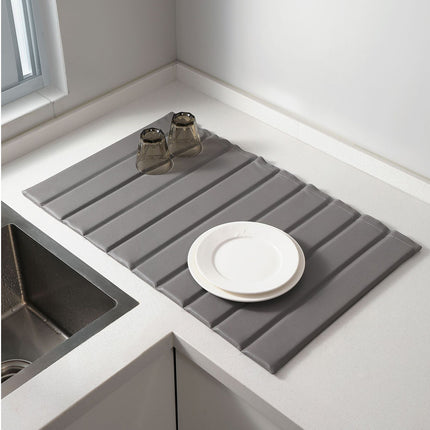 Foldable Dish Drying Mat Diatomite Kitchen Countertop Absorbent Pad 64×41cm