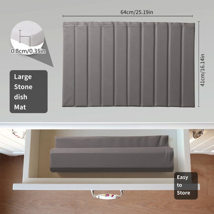 Foldable Dish Drying Mat Diatomite Kitchen Countertop Absorbent Pad 64×41cm