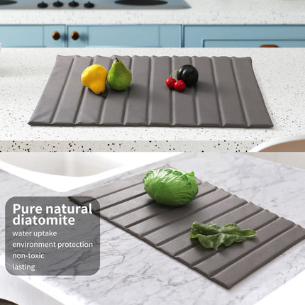 Foldable Dish Drying Mat Diatomite Kitchen Countertop Absorbent Pad 64×41cm
