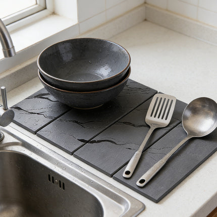 Diatomite Dish Drying Mat Foldable Kitchen Bench Absorbent Stone Sink Pad