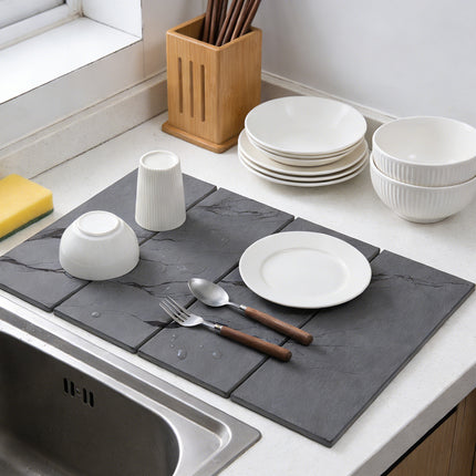Diatomite Dish Drying Mat Foldable Kitchen Bench Absorbent Stone Sink Pad