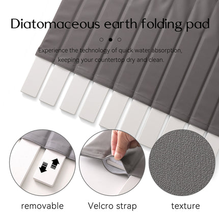 Foldable Dish Drying Mat Diatomite Kitchen Countertop Absorbent Pad 64×41cm