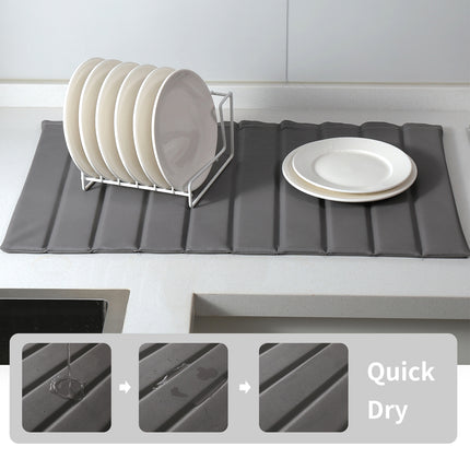 Foldable Dish Drying Mat Diatomite Kitchen Countertop Absorbent Pad 64×41cm