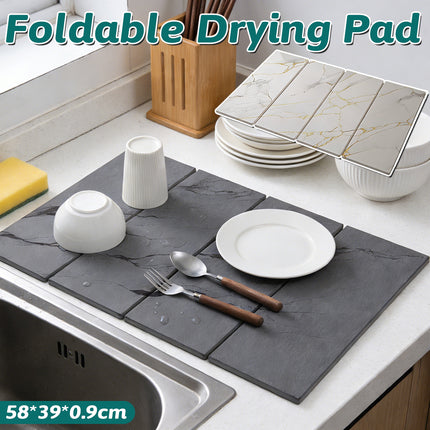 Diatomite Dish Drying Mat Foldable Kitchen Bench Absorbent Stone Sink Pad