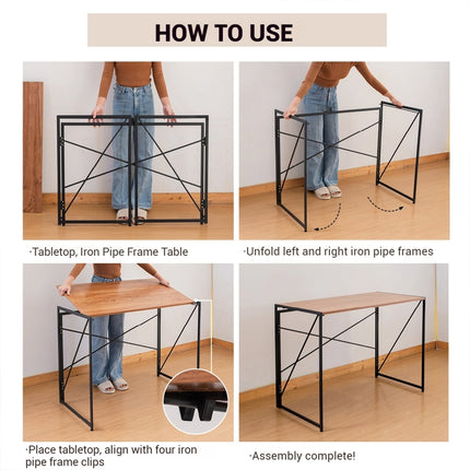 Foldable Computer Desk Portable Stable Space Saving with Non-Slip Foot Pad