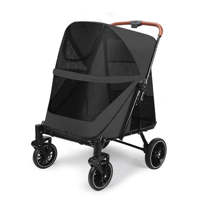 Foldable Pet Stroller Dog Cat Pram Pushchair Mesh Outdoor Travel One Click Fold