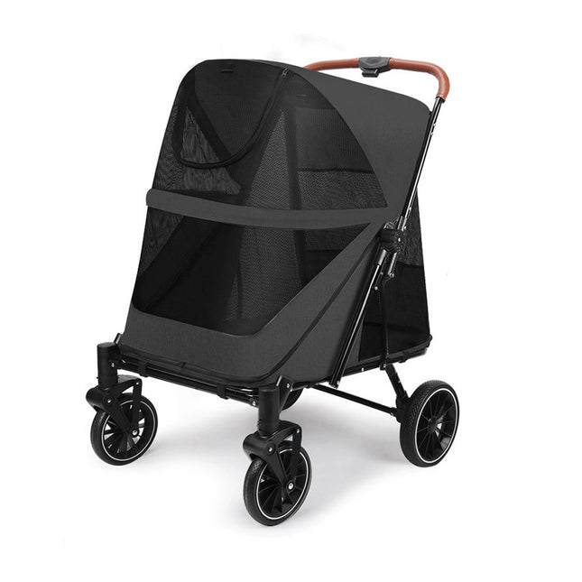 Foldable Pet Stroller Dog Cat Pram Pushchair Mesh Outdoor Travel One Click Fold