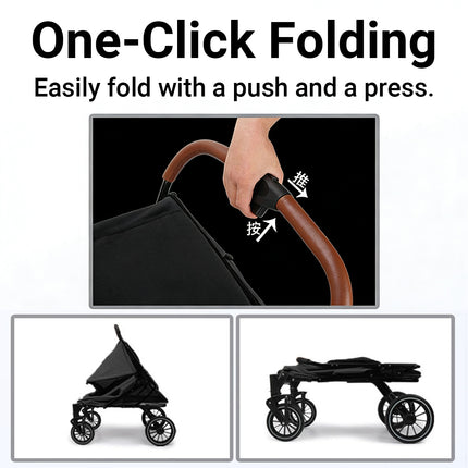 Foldable Pet Stroller Dog Cat Pram Pushchair Mesh Outdoor Travel One Click Fold