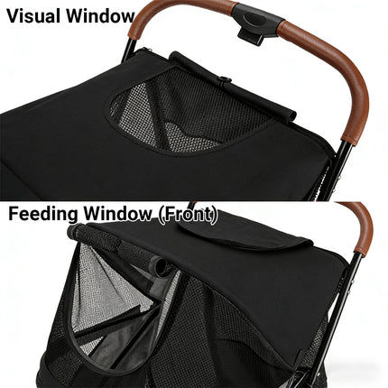 Foldable Pet Stroller Dog Cat Pram Pushchair Mesh Outdoor Travel One Click Fold