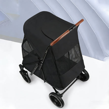 Foldable Pet Stroller Dog Cat Pram Pushchair Mesh Outdoor Travel One Click Fold