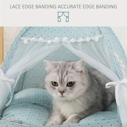 Cat Bed Dog Bed Semi Foldable Pet Tent Indoor Sleeping Nest Portable Pet House