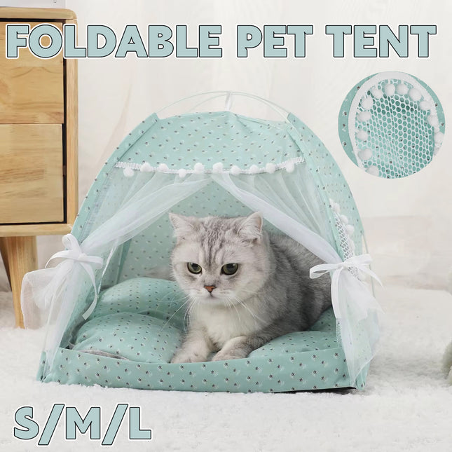 Cat Bed Dog Bed Semi Foldable Pet Tent Indoor Sleeping Nest Portable Pet House