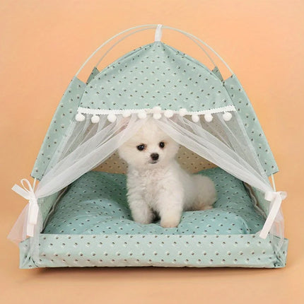 Cat Bed Dog Bed Semi Foldable Pet Tent Indoor Sleeping Nest Portable Pet House