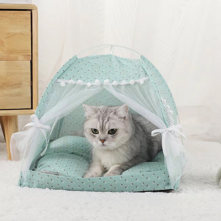 Cat Bed Dog Bed Semi Foldable Pet Tent Indoor Sleeping Nest Portable Pet House