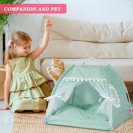 Cat Bed Dog Bed Semi Foldable Pet Tent Indoor Sleeping Nest Portable Pet House