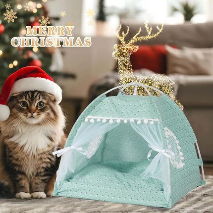 Cat Bed Dog Bed Semi Foldable Pet Tent Indoor Sleeping Nest Portable Pet House