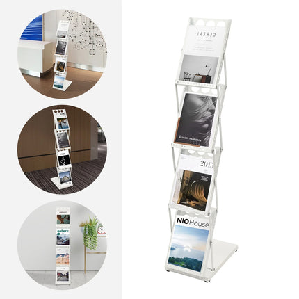 A4 Foldable Magazine File Rack Hollow-out Design Durable for Home Office School