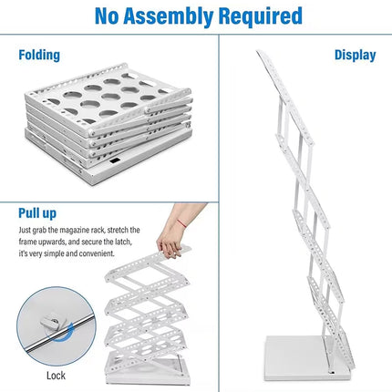 A4 Foldable Magazine File Rack Hollow-out Design Durable for Home Office School