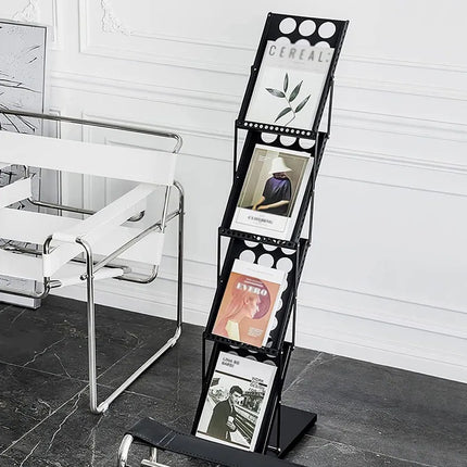 A4 Foldable Magazine File Rack Hollow-out Design Durable for Home Office School