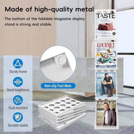 A4 Foldable Magazine File Rack Hollow-out Design Durable for Home Office School