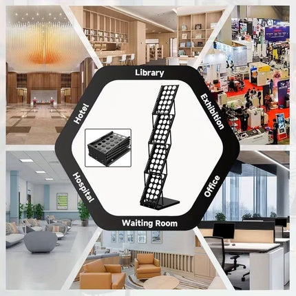 A4 Foldable Magazine File Rack Hollow-out Design Durable for Home Office School