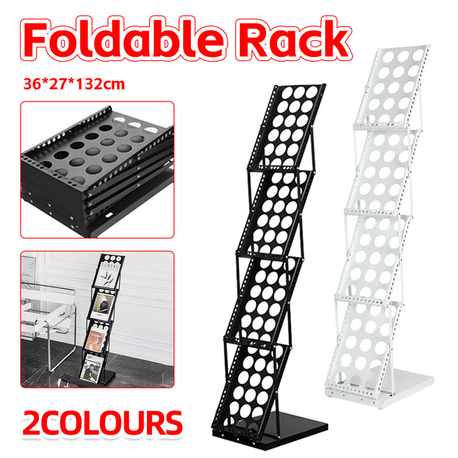 A4 Foldable Magazine File Rack Hollow-out Design Durable for Home Office School