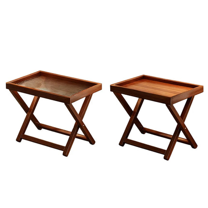 Bamboo Folding Side Table 40x30x44cm Wood or Acrylic Top for Sofa Bedroom