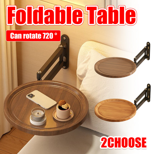 Wall-Mounted Foldable Rotating Table Durable Space Saving for Kitchen Bathroom