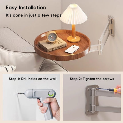 Wall-Mounted Foldable Round Table Durable Space Saving for Kitchen Bathroom Use