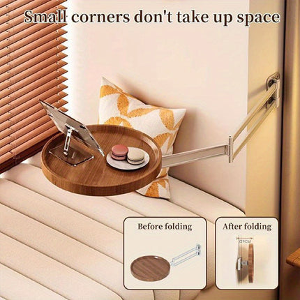 Wall-Mounted Foldable Round Table Durable Space Saving for Kitchen Bathroom Use