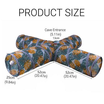 4-Channel Foldable Cat Tunnel Printed Pet Cat Runway For Kitten Chase Play Toy