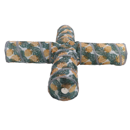 4-Channel Foldable Cat Tunnel Printed Pet Cat Runway For Kitten Chase Play Toy
