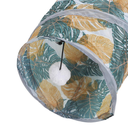 4-Channel Foldable Cat Tunnel Printed Pet Cat Runway For Kitten Chase Play Toy