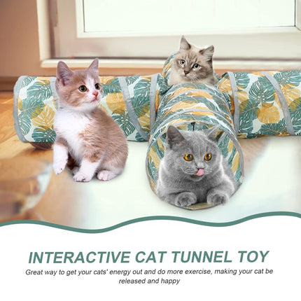 4-Channel Foldable Cat Tunnel Printed Pet Cat Runway For Kitten Chase Play Toy