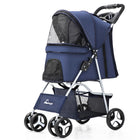 Foldable Pet Stroller 4 Wheels Dog Cat Travel Pram Carrier Cage Pushchair