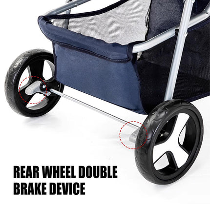 Foldable Pet Stroller 4 Wheels Dog Cat Travel Pram Carrier Cage Pushchair