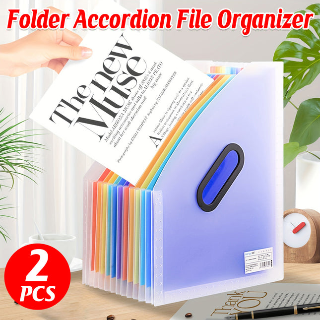 2PCS Large Capacity Multi-Layer Stand-Up Accordion File Folder Waterproof