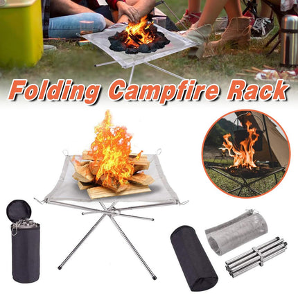 Folding Stainless Steel Mesh Fire Pit Outdoor Camping Hiking Portable Fireplace