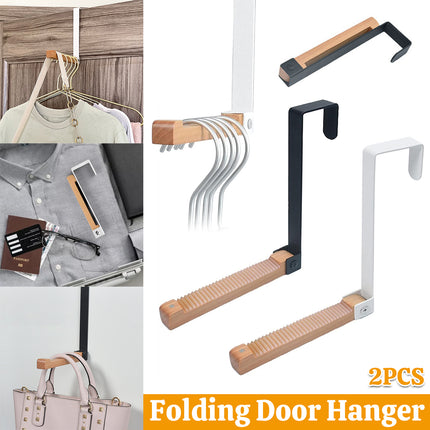 2PCS Over Door Clothes Hanger Folding Hook Closet Garment Storage Organizer